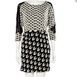 Rag & Bone Black & White Silk Mini Shift Dress size small